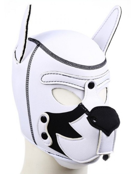 Cagoule Puppy Fox Néoprène Blanc- Noir | FetishXplore