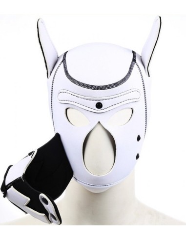 Cagoule Puppy Fox Néoprène Blanc- Noir | FetishXplore