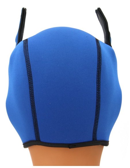 Cagoule Puppy Fox Néoprène Bleu-Rouge | FetishXplore