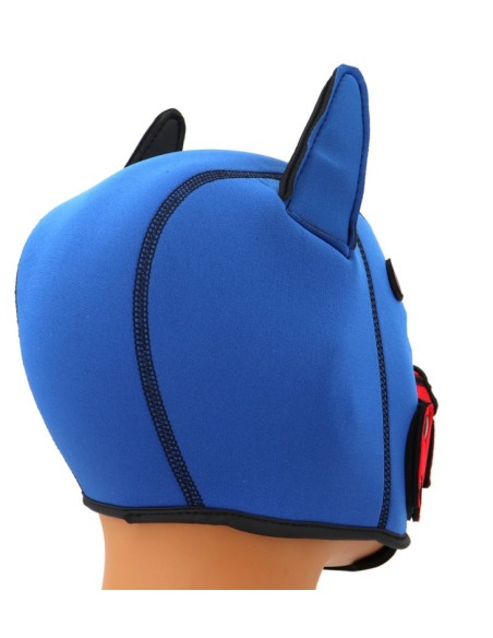 Cagoule Puppy Fox Néoprène Bleu-Rouge | FetishXplore