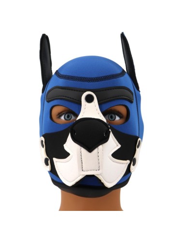 Cagoule Puppy Fox Néoprène Bleu-Blanc | FetishXplore