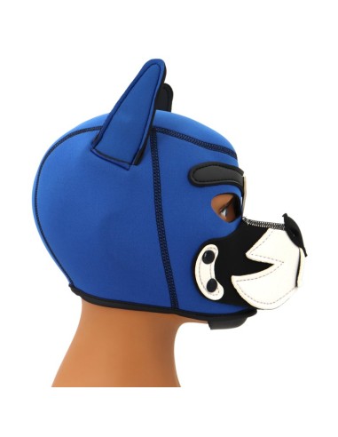 Cagoule Puppy Fox Néoprène Bleu-Blanc | FetishXplore