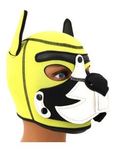 Cagoule Puppy Fox Néoprène Jaune-Blanc | FetishXplore