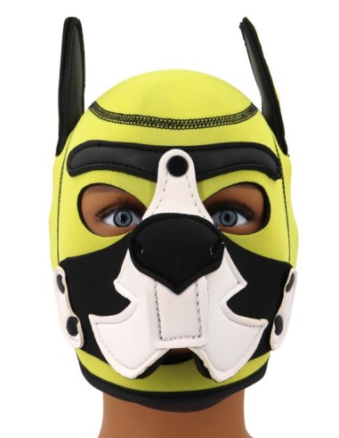 Cagoule Puppy Fox Néoprène Jaune-Blanc | FetishXplore
