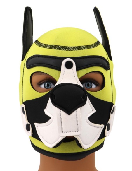 Cagoule Puppy Fox Néoprène Jaune-Blanc | FetishXplore