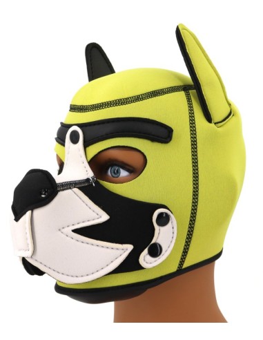 Cagoule Puppy Fox Néoprène Jaune-Blanc | FetishXplore