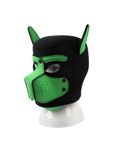 Masque Puppy Néoprène Dog On Noir-Vert | FetishXplore