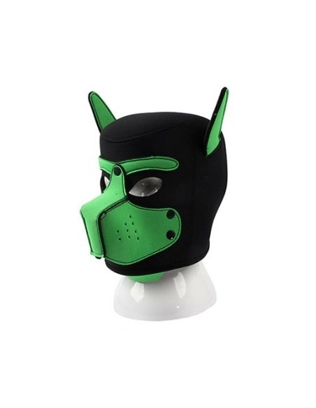 Masque Puppy Néoprène Dog On Noir-Vert | FetishXplore