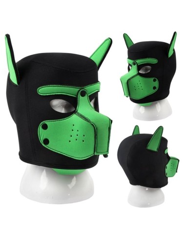 Masque Puppy Néoprène Dog On Noir-Vert | FetishXplore