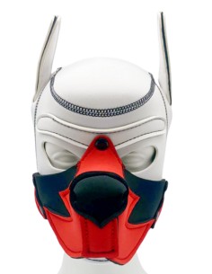Cagoule Puppy Fox Néoprène Blanc-Rouge | FetishXplore 2