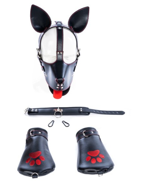 Kit Puppy 6 Pièces Noir-Rouge | FetishXplore