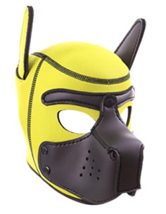 Cagoule Puppy Néoprène Jaune-Noir | FetishXplore