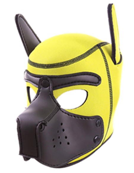 Cagoule Puppy Néoprène Jaune-Noir | FetishXplore