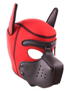 Cagoule Puppy Néoprène Rouge-Noir | FetishXplore