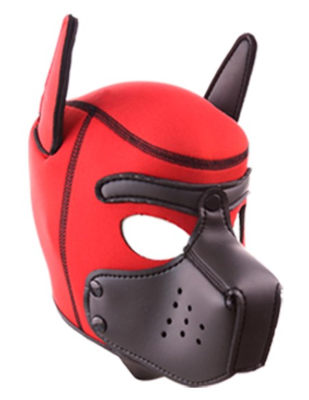Cagoule Puppy Néoprène Rouge-Noir | FetishXplore