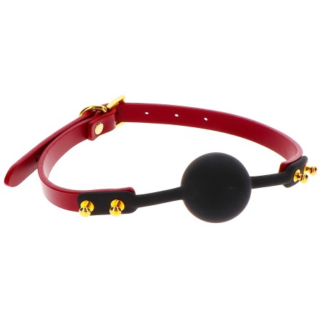 Bâillon Boule Silicone 4cm Noir-Rouge - FetishXplore