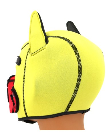 Cagoule Puppy Fox Néoprène Jaune-Rouge | FetishXplore