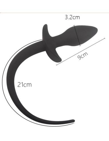 Plug Queue de Chien Silicone 7,5 x 3,1cm Noir | FetishXplore