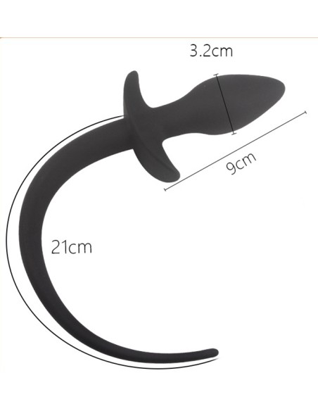 Plug Queue de Chien Silicone 7,5 x 3,1cm Noir | FetishXplore