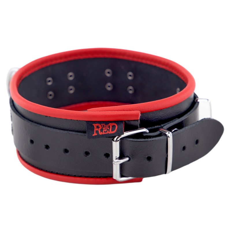 Collier en cuir avec 3 Anneaux  Rouge et Noir