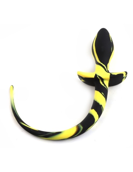 Dog Tail Silicone Butt Plug Double Color Yellow | FetishXplore