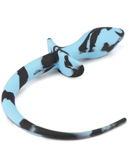 Plug Queue de Chien Silicone 7.5x3.1cm Noir-Bleu Ciel | FetishXplore
