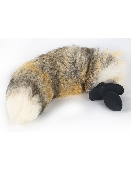 Vibrating plug with wolf tail 9 x 4cm | 45cm tail