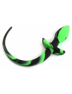 Plug Queue de Chien Silicone Dog Tail 7.5x3.1cm Vert-Noir|FetishXplore