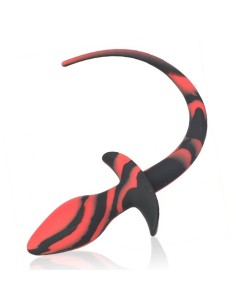 Plug Queue de Chien Silicone 7.5x3.1cm Noir-Rouge | FetishXplore