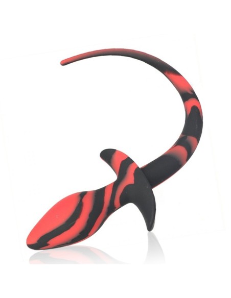 Silicone Dog Tail Plug 7.5 x 3.1cm Black-Red