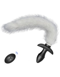 Plug Vibrant Queue Blanche Tail Curve 9x3.7cm | FetishXplore