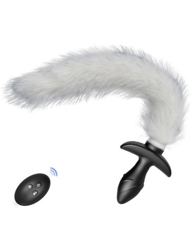 Vibrating Plug with White Tail Curve 9 x 3.7cm | Tail 30cm