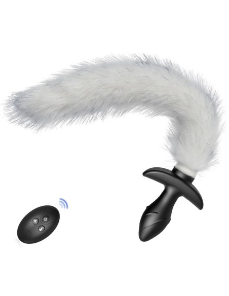 Vibrating Plug with White Tail Curve 9 x 3.7cm | Tail 30cm