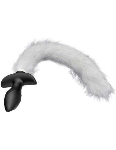 Vibrating Plug with White Tail Curve 9 x 3.7cm | Tail 30cm