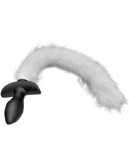 Vibrating Plug with White Tail Curve 9 x 3.7cm | Tail 30cm