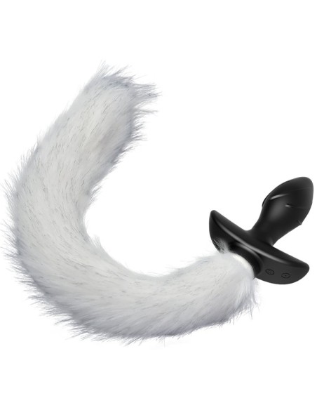 Vibrating Plug with White Tail Curve 9 x 3.7cm | Tail 30cm