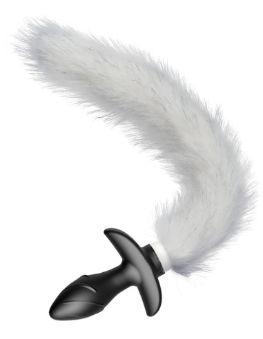 Vibrating Plug with White Tail Curve 9 x 3.7cm | Tail 30cm