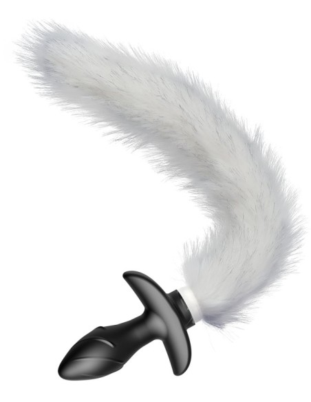 Vibrating Plug with White Tail Curve 9 x 3.7cm | Tail 30cm