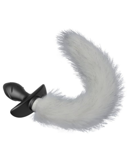Vibrating Plug with White Tail Curve 9 x 3.7cm | Tail 30cm