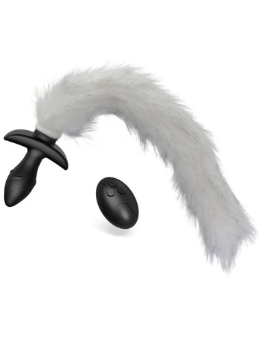 Vibrating Plug with White Tail Curve 9 x 3.7cm | Tail 30cm
