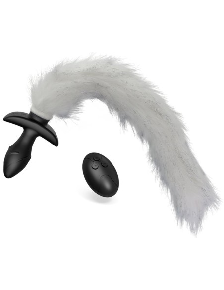 Vibrating Plug with White Tail Curve 9 x 3.7cm | Tail 30cm