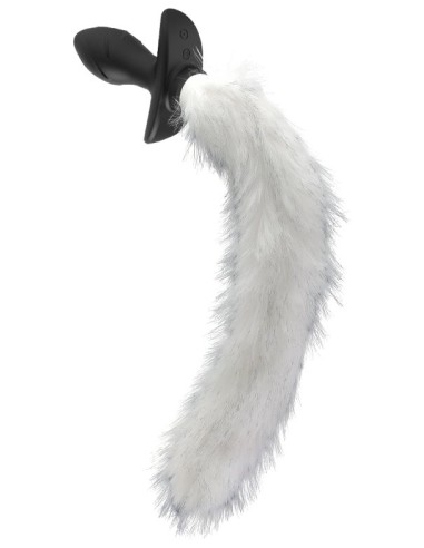 Vibrating Plug with White Tail Curve 9 x 3.7cm | Tail 30cm