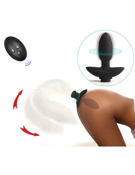 Vibrating Plug with White Tail Curve 9 x 3.7cm | Tail 30cm