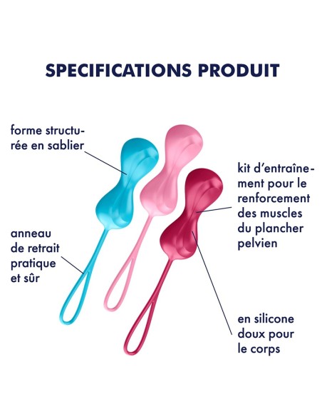 Kit de 3 Boules de Geisha Satisfyer 3.4 cm | FetishXplore