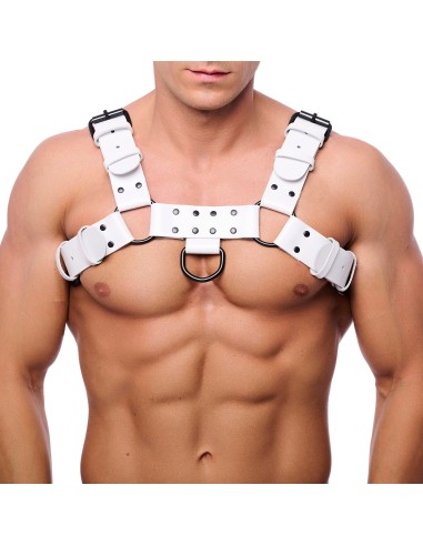 Harnais en Cuir Bulldog Blanc | FetishXplore