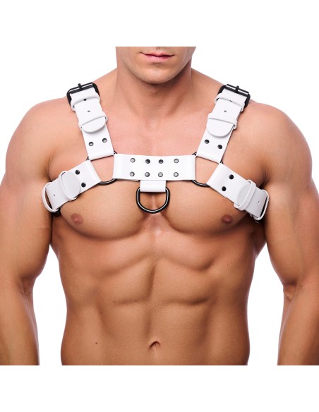 Harnais en Cuir Bulldog Blanc | FetishXplore