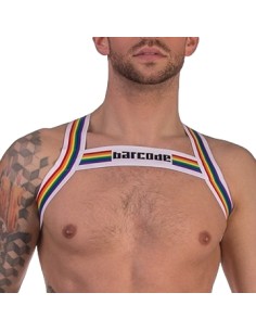 Harnais Élastique Barcode Pride Blanc | FetishXplore