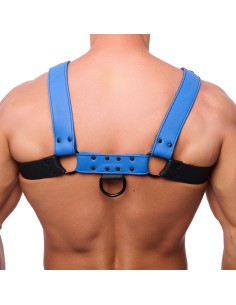 Harnais en Cuir Snap Noir-Bleu | FetishXplore 2