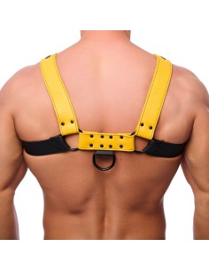 Harnais en Cuir Snap Noir-Jaune | FetishXplore 2