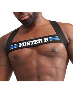 Harnais Élastique X-Back Noir-Bleu | FetishXplore